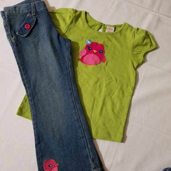 Gymboree Outlet 4T Smart and Sweet Jeans Shirt Outfit NWT - Picture 1 of 4
